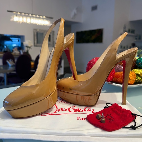 Christian Louboutin Nude Patent Slingback Heels size 37/6.5 - Picture 13 of 15